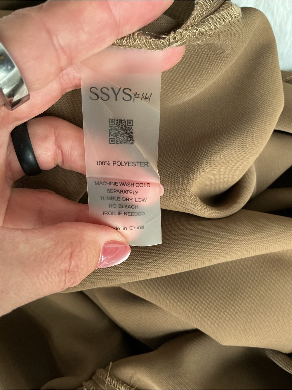 SSYS The Label | Light Mocha Midi Shift Dress V Neck Cap Sleeve Minimalist Small - Picture 10 of 10